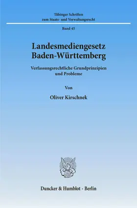 Kirschnek |  Landesmediengesetz Baden-Württemberg. | eBook | Sack Fachmedien