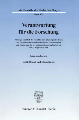 Blümel / König |  Verantwortung für die Forschung. | eBook | Sack Fachmedien