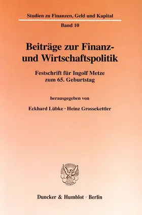 Lübke / Grossekettler |  Beiträge zur Finanz- und Wirtschaftspolitik | eBook | Sack Fachmedien