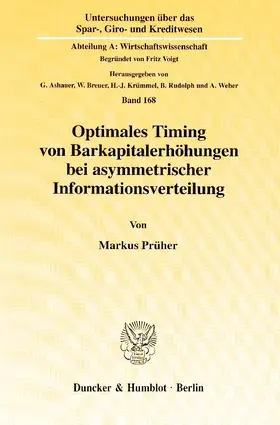 Prüher |  Optimales Timing von Barkapitalerhöhungen bei asymmetrischer Informationsverteilung | eBook | Sack Fachmedien