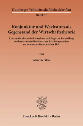 Kersten |  Konjunktur und Wachstum als Gegenstand der Wirtschaftstheorie | eBook | Sack Fachmedien