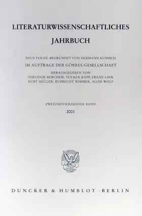 Berchem / Wolf / Kapp |  Literaturwissenschaftliches Jahrbuch | eBook | Sack Fachmedien