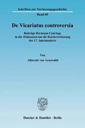 Arnswaldt |  De Vicariatus controversia | eBook | Sack Fachmedien