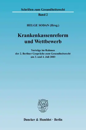 Sodan |  Krankenkassenreform und Wettbewerb | eBook | Sack Fachmedien