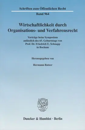 Butzer |  Wirtschaftlichkeit durch Organisations- und Verfahrensrecht | eBook | Sack Fachmedien