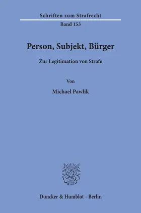 Pawlik | Person, Subjekt, Bürger | E-Book | sack.de
