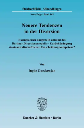 Goeckenjan |  Neuere Tendenzen in der Diversion | eBook | Sack Fachmedien