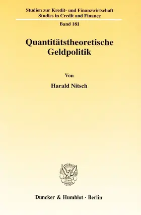 Nitsch |  Quantitätstheoretische Geldpolitik. | eBook | Sack Fachmedien