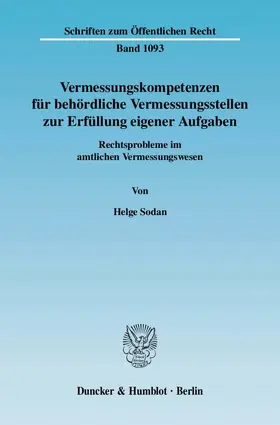 Sodan |  Vermessungskompetenzen für behördliche Vermessungsstellen zur Erfüllung eigener Aufgaben | eBook | Sack Fachmedien