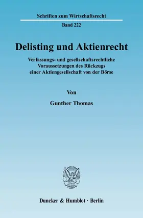 Thomas | Delisting und Aktienrecht | E-Book | sack.de