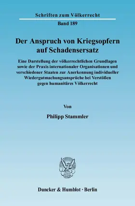 Stammler |  Der Anspruch von Kriegsopfern auf Schadensersatz | eBook | Sack Fachmedien