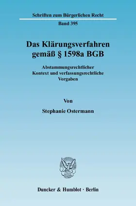 Ostermann |  Das Klärungsverfahren gemäß § 1598a BGB | eBook | Sack Fachmedien