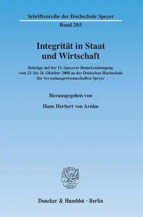 Arnim / Plum |  Integrität in Staat und Wirtschaft | eBook | Sack Fachmedien