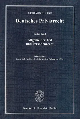 Gierke |  Deutsches Privatrecht | eBook | Sack Fachmedien