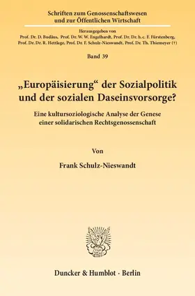 Schulz-Nieswandt |  "Europäisierung" der Sozialpolitik und der sozialen Daseinsvorsorge? | eBook | Sack Fachmedien