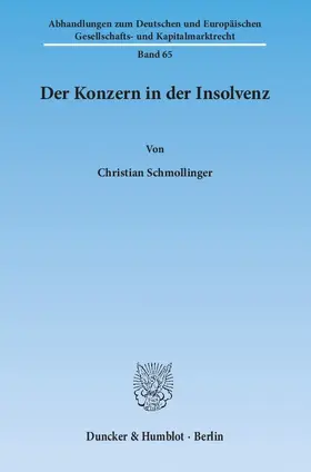 Schmollinger | Der Konzern in der Insolvenz | E-Book | sack.de