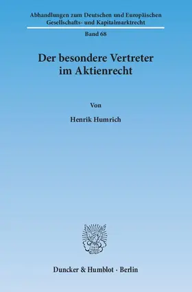 Humrich |  Der besondere Vertreter im Aktienrecht | eBook | Sack Fachmedien