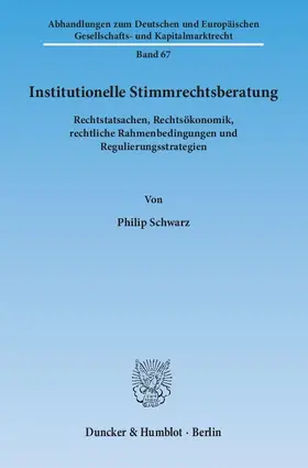 Schwarz |  Institutionelle Stimmrechtsberatung | eBook | Sack Fachmedien