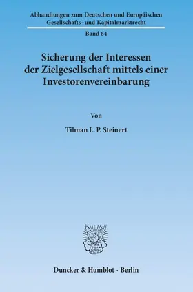 Steinert |  Sicherung der Interessen der Zielgesellschaft mittels einer Investorenvereinbarung | eBook | Sack Fachmedien
