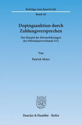 Meier |  Dopingsanktion durch Zahlungsversprechen | eBook | Sack Fachmedien