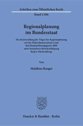 Hangst |  Regionalplanung im Bundesstaat | eBook | Sack Fachmedien