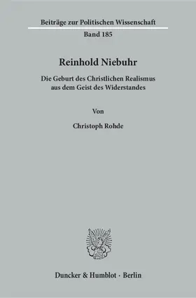 Rohde |  Reinhold Niebuhr. | eBook | Sack Fachmedien