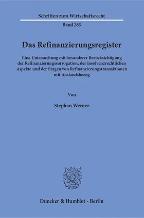 Werner |  Das Refinanzierungsregister | eBook | Sack Fachmedien