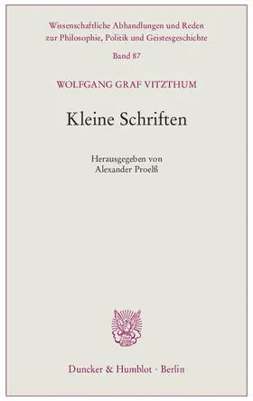 Vitzthum / Proelß |  Kleine Schriften | eBook | Sack Fachmedien