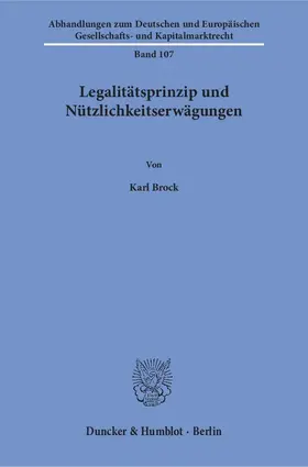 Brock |  Legalitätsprinzip und Nützlichkeitserwägungen | eBook | Sack Fachmedien