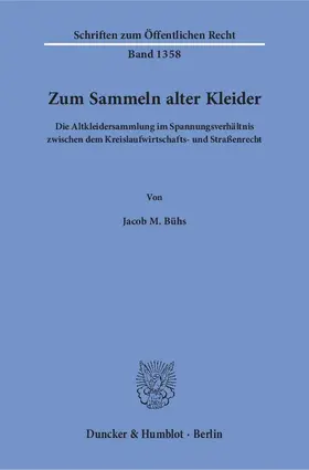 Bühs |  Zum Sammeln alter Kleider | eBook | Sack Fachmedien