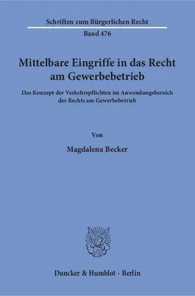 Becker |  Mittelbare Eingriffe in das Recht am Gewerbebetrieb | eBook | Sack Fachmedien