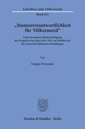 Petrossian |  "Staatenverantwortlichkeit für Völkermord". | eBook | Sack Fachmedien