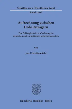Sahl |  Aufrechnung zwischen Hoheitsträgern | eBook | Sack Fachmedien