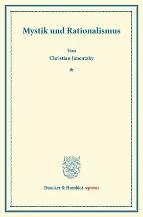 Janentzky | Mystik und Rationalismus | E-Book | sack.de