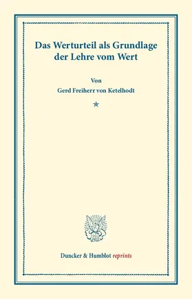 Ketelhodt |  Das Werturteil | eBook | Sack Fachmedien