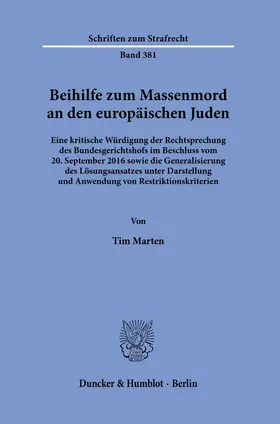 Marten |  Beihilfe zum Massenmord an den europäischen Juden. | eBook | Sack Fachmedien