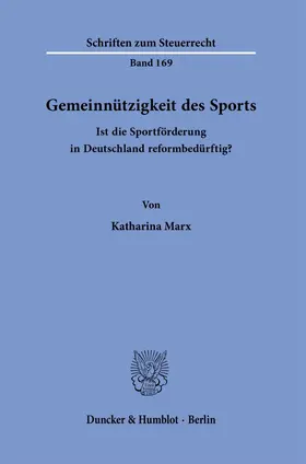 Marx |  Gemeinnützigkeit des Sports. | eBook | Sack Fachmedien