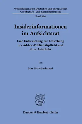 Suchsland | Insiderinformationen im Aufsichtsrat. | E-Book | sack.de