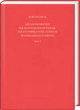Heydeck |  Die Handschriften der Signaturenreihe Hdschr. der Staatsbibliothek zu Berlin – Preußischer Kulturbesitz | Buch |  Sack Fachmedien