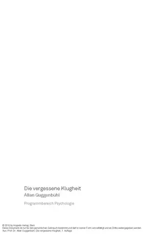 Guggenbühl |  Die vergessene Klugheit | eBook | Sack Fachmedien