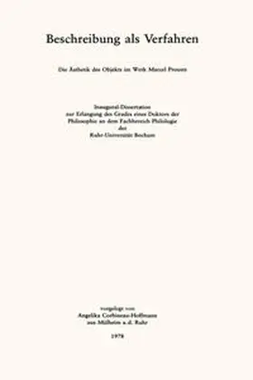 Corbineau-Hoffmann |  Beschreibung als Verfahren | Buch |  Sack Fachmedien