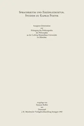 Keßler |  Sprachkritik und Erzählstruktur. Studien zu Kafkas Poetik | eBook | Sack Fachmedien
