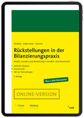 Dr. Kleeberg & Partner GmbH / Künkele / Vodermeier |  Rückstellungen in der Bilanzierungspraxis | Online-Buch | Sack Fachmedien