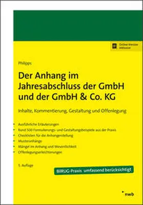 Philipps |  Der Anhang im Jahresabschluss der GmbH und der GmbH & Co. KG | Buch |  Sack Fachmedien