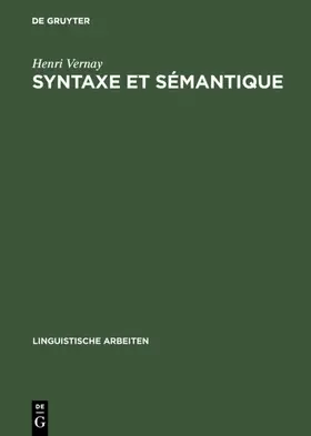Vernay | Syntaxe et sémantique | Buch | 978-3-484-10406-8 | www2.sack.de
