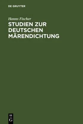 Fischer / Janota |  Studien zur deutschen Märendichtung | Buch |  Sack Fachmedien