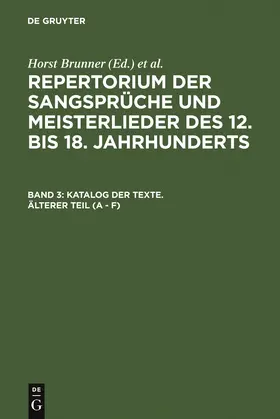 Wachinger / Brunner |  Katalog der Texte. Älterer Teil (A - F) | Buch |  Sack Fachmedien