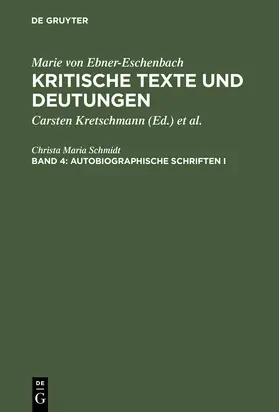 Schmidt |  Autobiographische Schriften I | Buch |  Sack Fachmedien