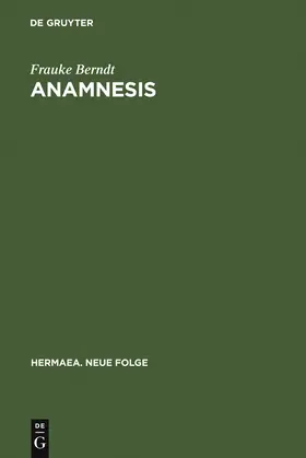 Berndt | Anamnesis | Buch | 978-3-484-15089-8 | sack.de