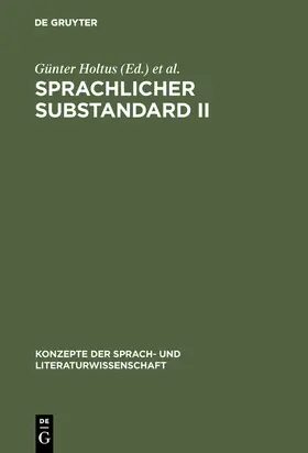 Radtke / Holtus |  Sprachlicher Substandard II | Buch |  Sack Fachmedien